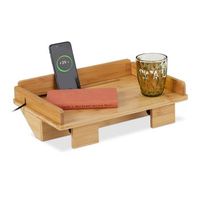 bandeja de cama de bambu con soporte para tableta - light brown - 11x44x305cm