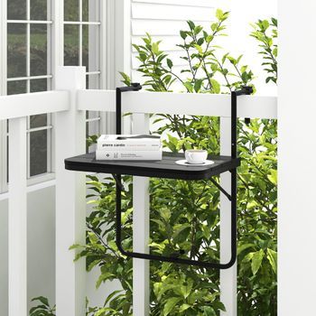 Mesa Colgante Plegable Con Altura Ajustable 3 Niveles Para Barandas 3-15 Cm Negro Cfw99833
