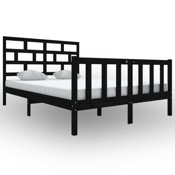Estructura De Cama Madera Maciza De Pino Negro 120x200 Cm Vidaxl