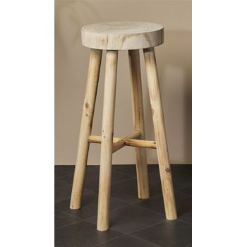 Taburete Rustico Madera Tostada 75 Cms. 30dx75 Cms