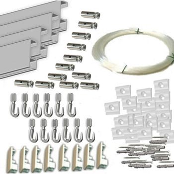 Pack Fast Basic De 12 Metros Rieles De Aluminio Plata Y 12 Colgadores Nylon Para Colgar Cuadros… (aluminio Plata Mate)