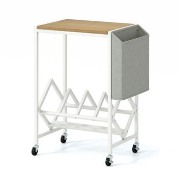 Costway Soporte Rodante para Tocadiscos Soporte para Giradiscos con Almacenamiento de Vinilos y para Revistas Estante Móvil para Exhibición Natural