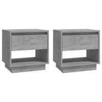 pack 2 uds mesitas de noche  mesa auxiliar  mesilla contrachapada gris hormigon 45x34x44 cm