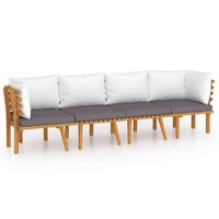 muebles de jardin 4 piezas con cojines madera maciza de acacia vidaxl