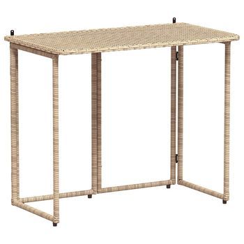 Mesa De Jardín，mesa Para Exteriores，mesa De Patio Plegable Ratán Sintético Beige 90x51x75 Cm