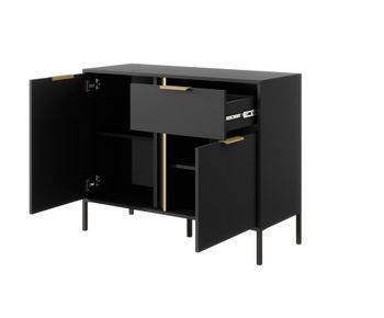 Cómoda efecto madera Negro y Dorado