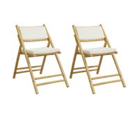 vidaxl sillas de bistro plegables con cojines 2 uds bambu blanco crema