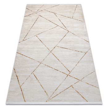 Alfombra Moderna Duke 51557 Crema / Dorado - Geométrico, Estructurada 200x290 Cm