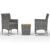 muebles de jardin 3 uds  mesa y sillas ratan sintetico madera acacia gris