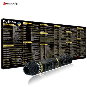 Alfombrilla de ratón con programación EXCO Python, hojas de trucos grandes, alfombrilla para teclado, borde cosido, Base antideslizante, alfombrilla de escritorio para ingeniero