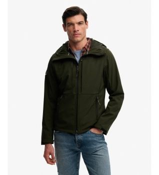 Superdry para hombre. M5012327A Chaqueta Hooded Softshell Trekker verde (S), Casual, Poliéster Reciclado