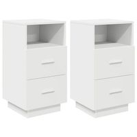 pack 2 uds mesitas de noche  mesilla de noche con 2 cajones blanco 36x36x68 cm
