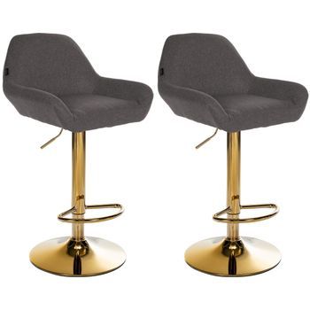 Lote De 2 Taburetes De Bar Braga Gold Tela Gris Oscuro 52x51x89 Cm Clp