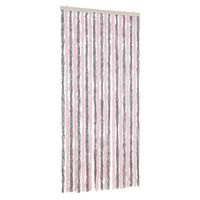 cortina antimoscas chenilla gris plateado y rosa 90x220 cm vidaxl