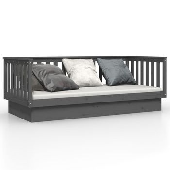 Sofá Cama | Cama Para Adultos Madera Maciza De Pino Gris 80x200 Cm