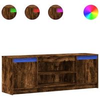 mueble de tv led madera ingenieria roble ahumado 1395x34x50 cm vidaxl