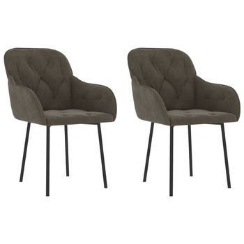 Pack 2 Uds Sillas De Comedor | Silla De Cocina | Mueble De Comedor Terciopelo Gris Oscuro