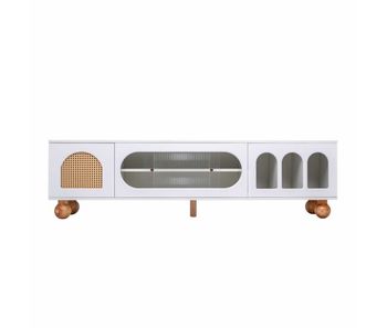 Mueble tv 170cm - 2 puertas - 3 zonas arqueadas abiertas - blanco