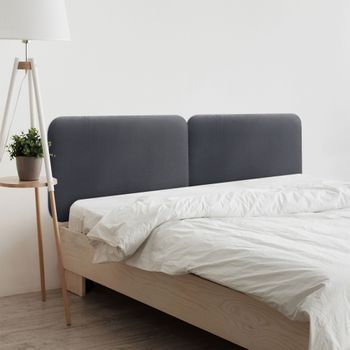 Dhome Cabecero Tapizado En Terciopelo Liso Redondeado Para Pared Acústicos Cabeceros Absorbentes Cabezal Cama Dormitorio (gris Ceniza, 160cm Dual)
