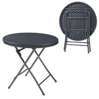 mesa plegable mark exterior o80x74cm - efecto ratan negro encasa