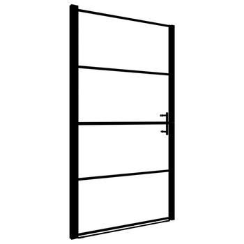 Puerta De Ducha De Vidrio Templado Esmerilado Negra 81x195 Cm Vidaxl