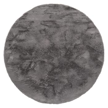 Alfombra de piel Fluffy antracita 200 cm redondo