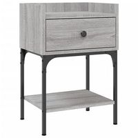 mesita de noche 31x405x60 cm madera trabajada y hierro - gris