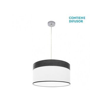 Colgante Cloe 2xe27 Cromo/blanca-madera Negra Regx50x50 Cm
