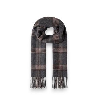 Hackett London para hombre. HM0400110 Bufanda Plaid Logo gris (OSFA), Casual, Lana, Clásico