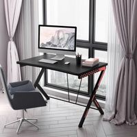 escritorio de computadora con marco de metal en forma de r para oficina y dormitorio negro 116 x 75 x 77 cm cfw56366