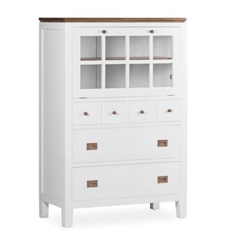 Cómoda de madera de mindi blanca y marrón anch. 135 cm
