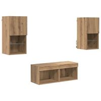 muebles de pared para tv 4 uds  mueble de salon  gabinete de tv roble artesanal