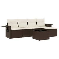 set sofas de jardin 6 piezas  mueble de jardin y cojines ratan sintetico marron