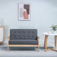sofa de 2 plazas de madera poliester espuma homcom 113x67x78cm-gris