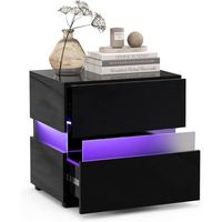 mesita de noche led con cajones mesilla de noche con control remoto y 22 modos dinamicos costway 45x35x45 cm