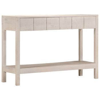Mesa Consola Madera Maciza De Mango Blanco 110x35x75 Cm Vidaxl