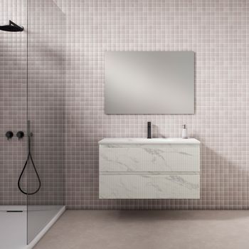 Mueble Marlus 100 Cm, Blanco Carrara. Pack Mueble + Lavabo.