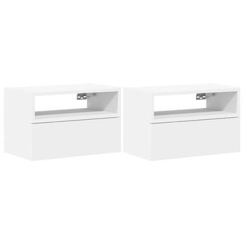 Pack 2 Uds Mesitas De Noche | Mesilla De Noche De Pared Blanca 45x26x28,5 Cm