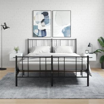 Pack 2 Uds Mesitas De Noche | Mesa Auxiliar | Mesilla De Pared Blanco 35x35x20 Cm Cfw91049