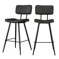 set de 2 taburetes para isla de cocina de sintetico grisnegro 66 cm