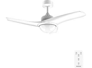 Ventilador de techo con luz - Cecotec EnergySilence Aero 460, 49 W, 3 Velocidades, Temporizador, Luz LED, 106cm, Mando a distancia, Blanco