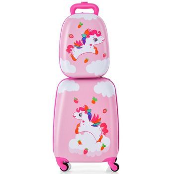 Maleta Infantil De 2 Piezas + Mochila De Plástico Carrito Infantil Equipaje Infantil 12