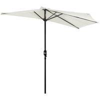 outsunny sombrilla parasol semicircular con manivela para jardin terraza patio piscina 269x138x236 cm resistente al sol crema   aosom espana