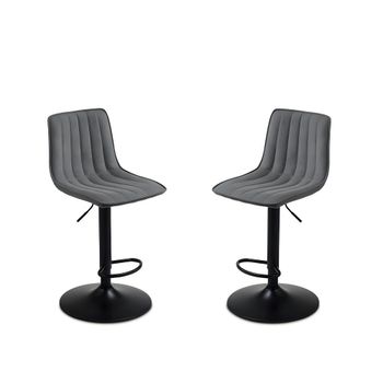 Lote de 2 taburetes de tela gris oscuro cm 45x45 91h