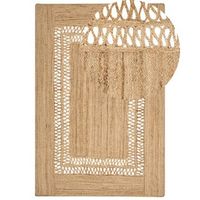 alfombra de yute natural con estilo boho y patron geometrico beige 200 x 300 cm yenikoy