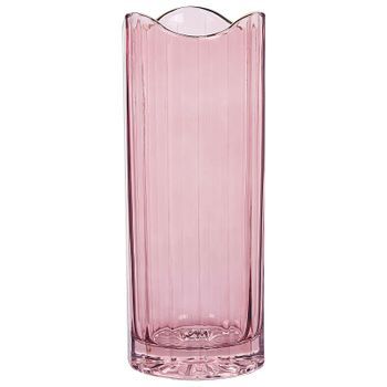 Florero De Vidrio Rosa Dorado 30 Cm Jarrón Sobremesa Moderno Decoración Perdiki