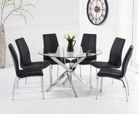 denver 120cm glass dining table with cavello chairs