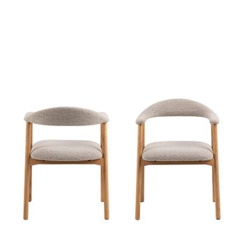 Conjunto de 2 sillas de mesa de tela y madera - natural chino