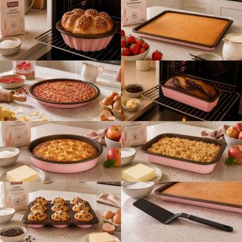 Pastelero de 8 piezas aluminio reciclado y reciclable y revestimiento
