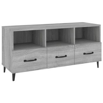 Mueble De Tv Madera Contrachapada Gris Sonoma 102x35x50 Cm